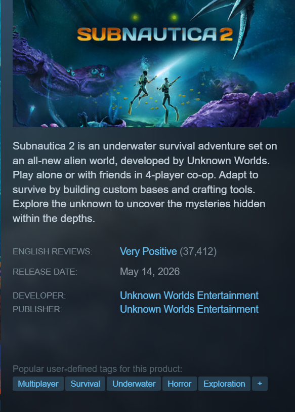 FreeRayne_'s tweet photo. @hornedLeaf @masterlink146 @tmo_melonmaster @Pirat_Nation All have horror tags. Also the game is nowhere near done and the amount of game we do have is larger already than Below Zero for the most part. The creatures right now do little damage which makes it obvious they were focused on exploration at the moment and not combat. https://t.co/1s5ydhKD83