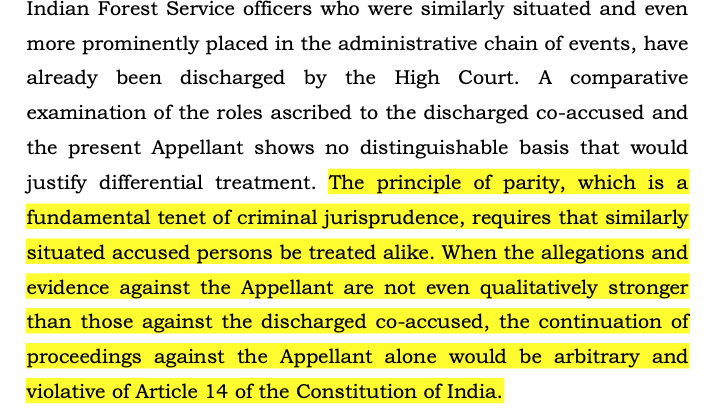 CiteCase's tweet photo. If you have a client who is not discharged in a criminal case, but his co-accused is discharged, this recent #SupremeCourt  judgment might be of some use for you. https://t.co/xotTvZJMhs