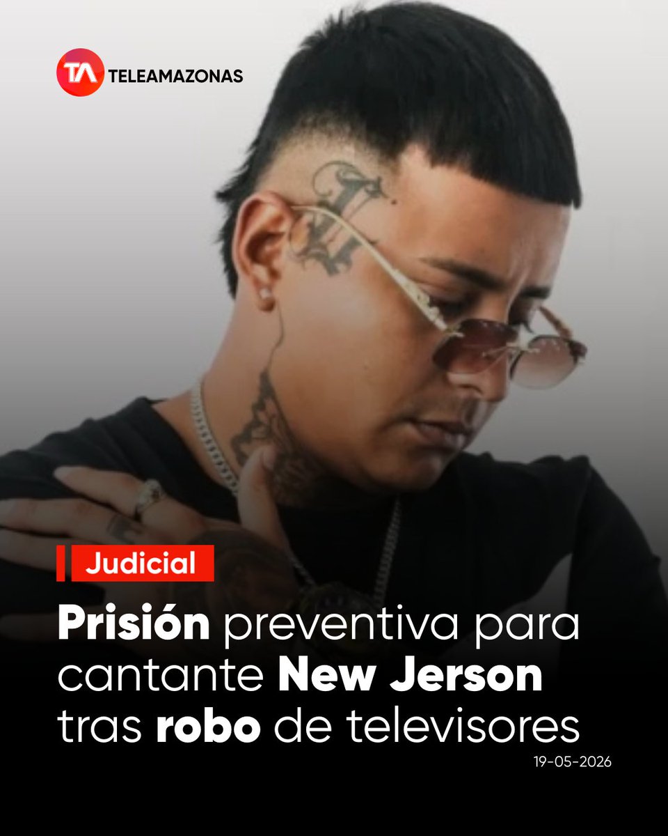 teleamazonasec's tweet photo. #Judicial | Un juez dictó prisión preventiva para el #cantante urbano New Jerson y otras personas investigadas por el robo de un centenar de televisores en Samborondón. Revisa los detalles aquí: https://t.co/j3NIjtWq9J https://t.co/MujALswnrO