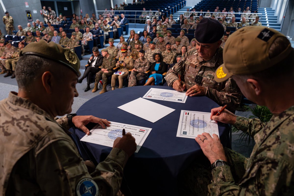 IraqNato's tweet photo. NATO mission in Iraq has a new commander. Lieutenant General Armada succeeds Major General Hintzy as head of the mission. We remain firmly committed to supporting our Iraqi partners, whether remotely or in person. https://t.co/t5G7T6jUwp
