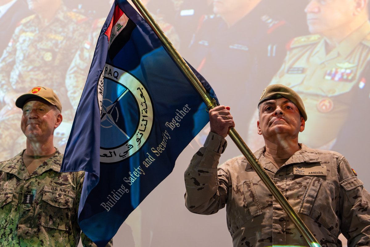 IraqNato's tweet photo. NATO mission in Iraq has a new commander. Lieutenant General Armada succeeds Major General Hintzy as head of the mission. We remain firmly committed to supporting our Iraqi partners, whether remotely or in person. https://t.co/t5G7T6jUwp