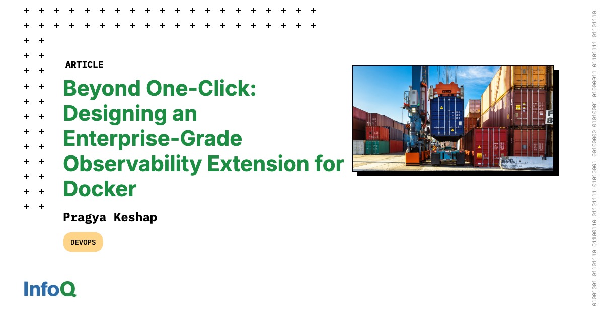 InfoQ's tweet photo. #DockerExtensions boost developer speed, but can create a visibility gap by isolating telemetry. Extensions should act as bridges to centralized platforms!

Use:
🔹 #OpenTelemetry
🔹 #PolicyAsCode
🔹 #Encryption
...to build secure pipelines.

📰 https://t.co/ocjVTmlx9n

#InfoQ https://t.co/HDK2mtf20b