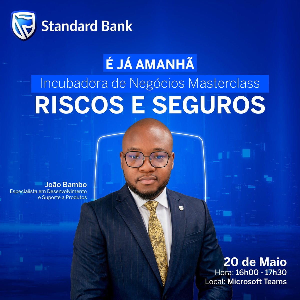 StandardBankMZ's tweet photo. É amanhã a Masterclass sobre Riscos e Seguros com João Bambo.

Não percas a oportunidade de conhecer estratégias práticas para identificar riscos, proteger o teu negócio e tomar decisões mais conscientes no contexto empreendedor actual.

Inscreve-te já através do link: https://t.co/WtmyeV37mf

⏰ 16h00 – 17h30
📍 Vagas limitadas.

#Masterclass #RiscoseSeguros #StandardBankMoçambique