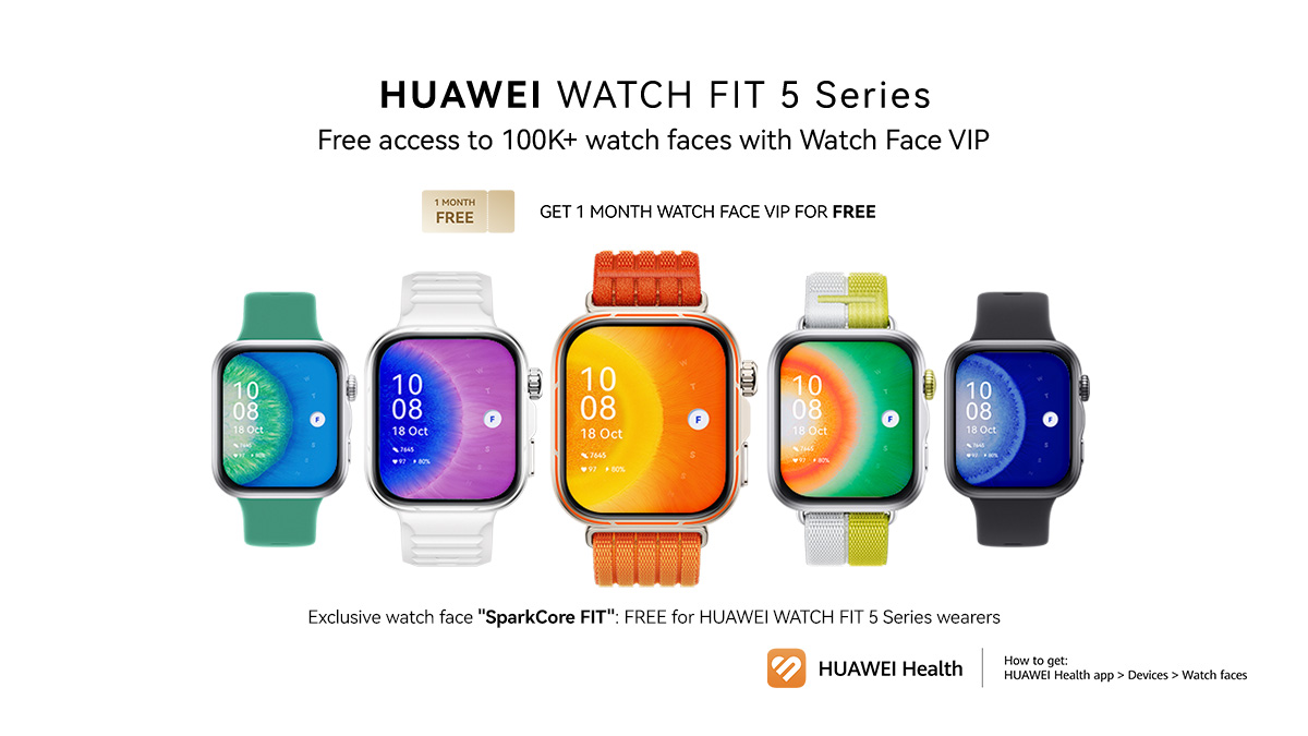 AppGallery's tweet photo. New watch, new vibe. ✨ 

HUAWEI WATCH FIT 5 Series comes with SparkCore FIT, tap to switch between 5 colours instantly.
Plus: 1 free month of Watch Face VIP. 100,000+ premium designs, all yours to explore!

🔗https://t.co/u95mkn531I

#HUAWEIWatchFaces #HUAWEIWatchFIT5Series https://t.co/gxwgjOPXFF