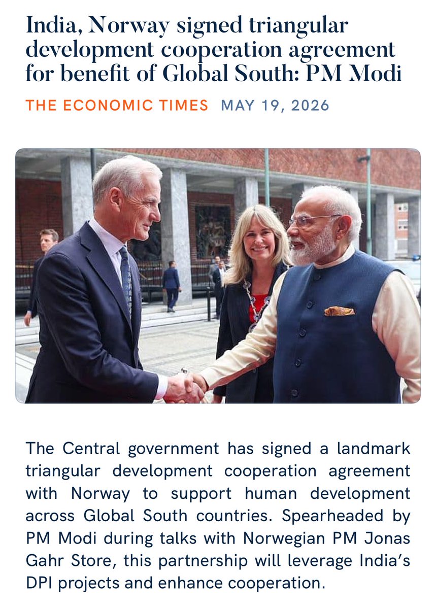 India, Norway signed triangular development cooperation agreement for ...