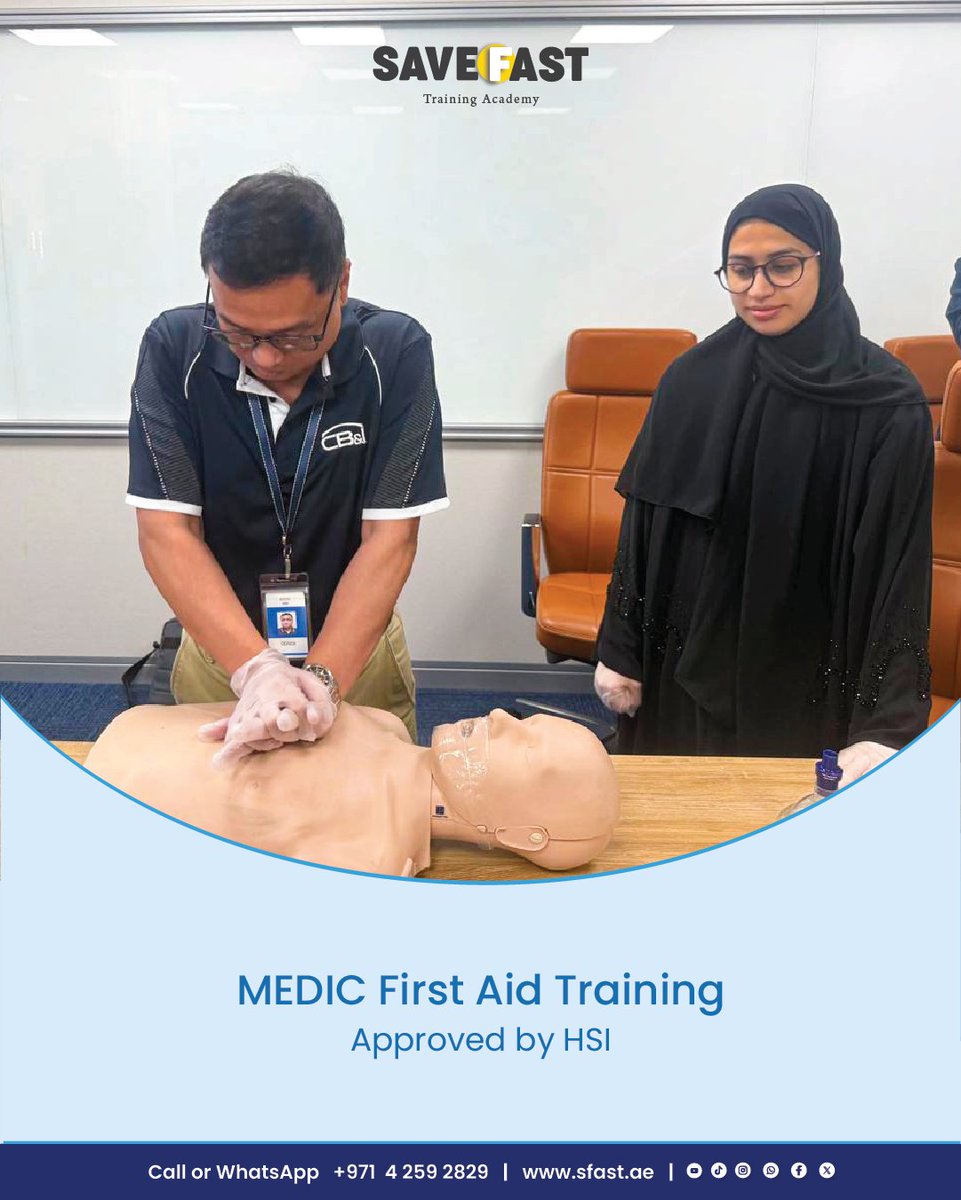 save_fast's tweet photo. Build confidence in emergency response with MEDIC First Aid Training at SaveFast Training Academy.

Hands-on training led by Dr. Samir M. Smisim.
Approved by HSI.

+971 4 259 2829
https://t.co/CNGTup1725

#FirstAidTraining #MEDICTraining #SaveFastTraining https://t.co/L3erqSOfqG