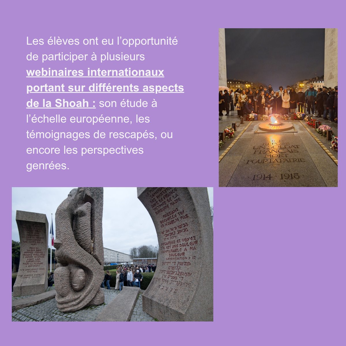 onacvg's tweet photo. #MercrediMémoire Dans le cadre du programme Neshama, le Mémorial des martyrs de la déportation accompagne depuis un an et demi la classe de terminale section européenne du lycée Joliot-Curie de Nanterre. Au programme : visites, ateliers, et réalisation d'un documentaire... https://t.co/OcJ7K6mB3R
