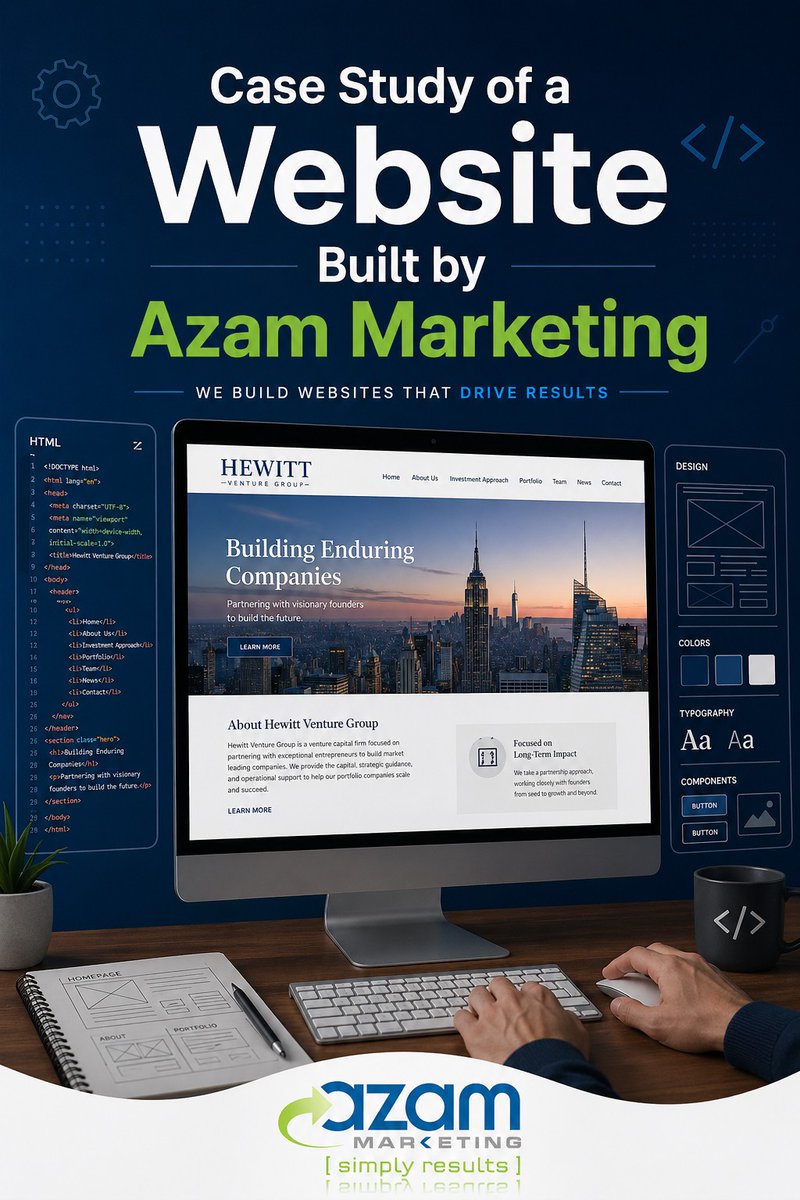 azammarketing's tweet photo. "Our team spent months communicating with Hewitt Venture Group and between themselves to try to build the perfect website for the client."

🚀 Read a NEW, exclusive behind-the-scenes insight into how our developers create websites here: https://t.co/SDvLTUuoVc https://t.co/8kK2QLBl5x