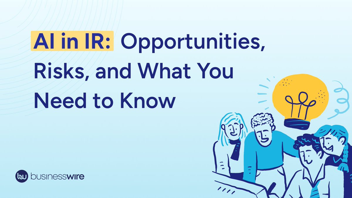 BusinessWire's tweet photo. 82% of IR professionals say they’re concerned about AI and disclosure risks—but fear alone won’t solve the challenge. 

As Evan Pondel explains, the key is understanding how AI impacts investor relations and using it responsibly. Knowledge—not hesitation—is what drives better outcomes. https://t.co/5sSvLmSkPJ

#InvestorRelations #AIinIR #IRStrategy #AIEthics