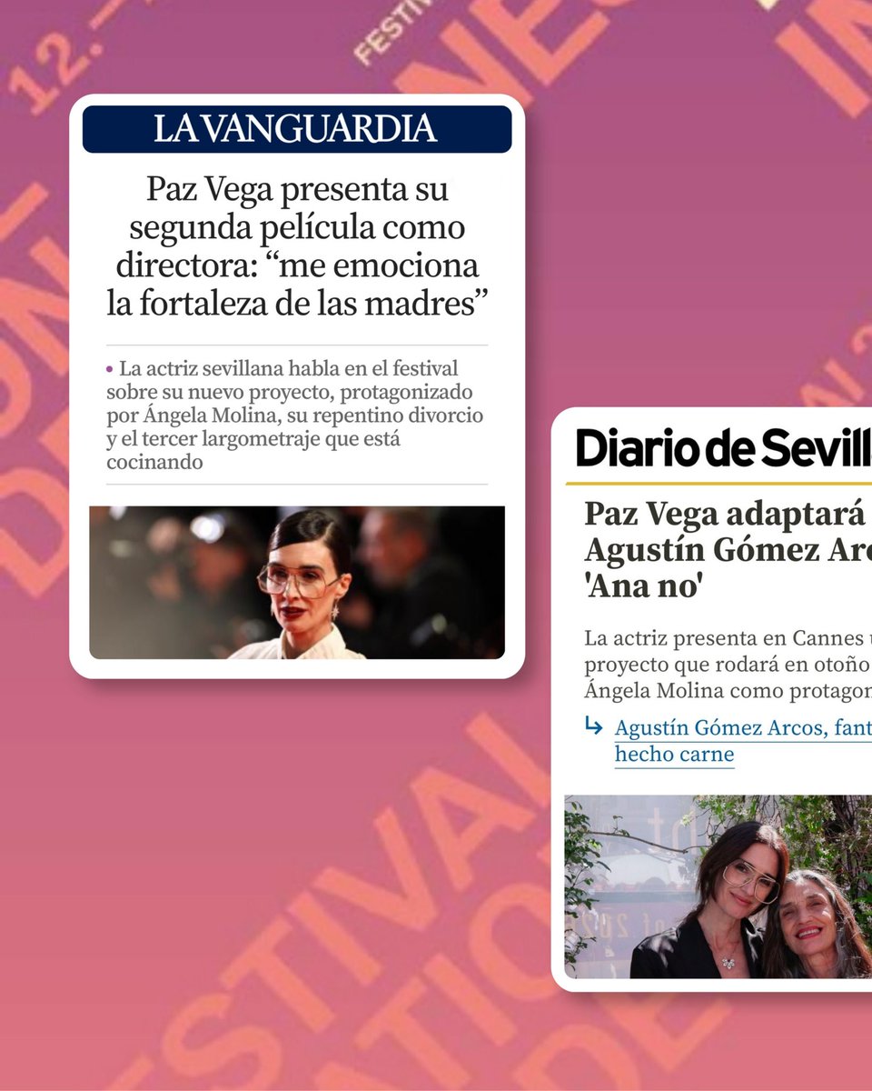 AralanFilms's tweet photo. 🗞️ Los medios se hacen eco de la llegada de #AnaNo al Festival de Cannes.

La nueva película de Paz Vega, protagonizada por Ángela Molina, comenzará su rodaje el próximo otoño. 📽️ https://t.co/CijSTmNM8Q