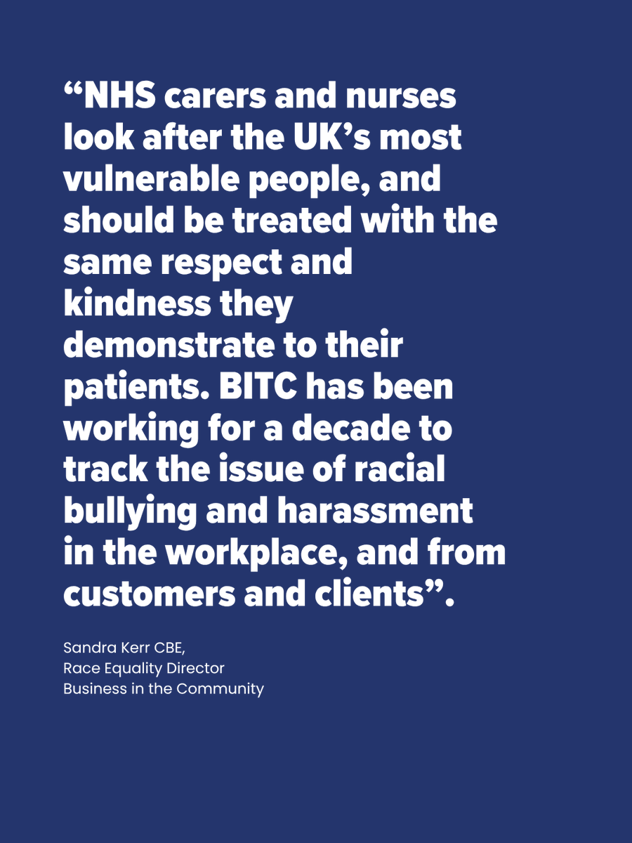 BITC's tweet photo. Today’s Royal College of Nursing figures reveal a sharp rise in racial abuse against nurses. Our Race at Work Charter calls for zero tolerance of racial bullying &amp; harassment in every workplace. Read our response + next steps: https://t.co/BBkdqlaDHX https://t.co/gJdf6eNGOQ