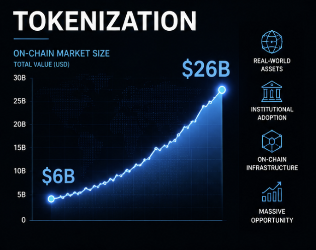 JGoldX369's tweet photo. Something big is coming to PulseChain.

On-chain tokenized assets crossed $26 billion in 2026.
A year earlier, that number was $6.5 billion.
Roughly 300% growth in twelve months.

BlackRock thinks this is just the warm-up!

The forecasts for where this lands by the end of the decade range from a few trillion dollars to nearly $19 trillion.

So what is tokenization?

It's taking ownership rights to a real asset and writing them directly into a smart contract.

Ownership stops being a document and becomes a program.

The Legacy system is slow, expensive, and full of middlemen.
Settlement takes days.
Transfers take lawyers.
Custody takes a chain of intermediaries.
And finding liquidity for many assets can take months or years.

Tokenization collapses all of that into code.

Bonds, real estate, treasuries, private credit, commodities, equities, every asset class is eventually moving on-chain.

The real question is which chains does it move to?

Stay tuned for OWNX, the home of tokenization and RWA on PulseChain.