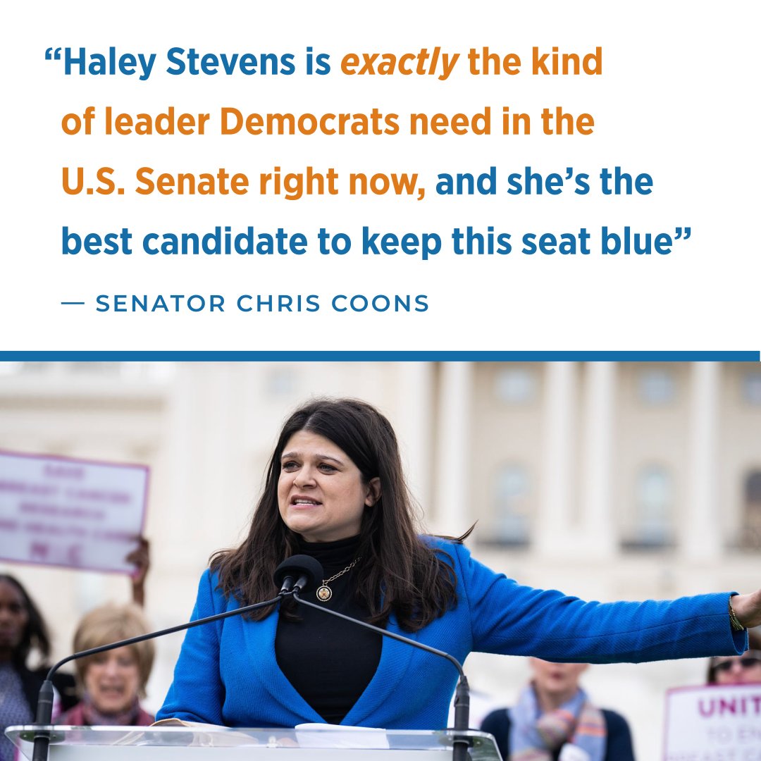 ModSquadUS's tweet photo. .@ChrisCoonsforDE is exactly right: @HaleyforMI is Democrats' best shot to keep this seat blue, and she has what it takes to stand up to Trump's abuses of power.

That's why he just endorsed Haley  – joining Debbie Stabenow, major unions across Michigan, and countless Michigan leaders.