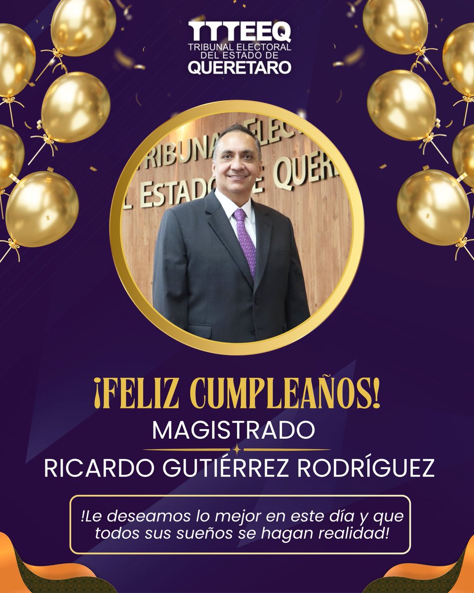 TEEQRO's tweet photo. El día de hoy Felicitamos con aprecio al @MagdoRGutierrez , de este @TEEQRO, con motivo de su cumpleaños.    

Le deseamos un excelente día lleno de alegría y éxito. Que este nuevo año esté lleno de grandes logros y satisfacciones.  

 ¡Muchas felicidades! https://t.co/OOpyvfVeYU