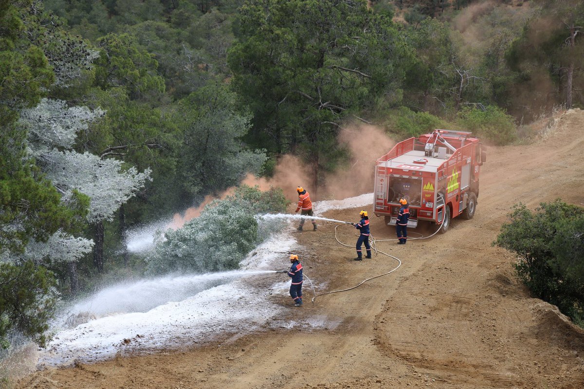 bfcyprus's tweet photo. Bases Chinook took part in the RoC’s firefighting exercise “Hephaestus 2026” today, at Machairas National Forest Park, as part of the annual joint fire safety training.

#BritishBases #Cyprus #Chinook #FireSafety https://t.co/AShBpmQqLx