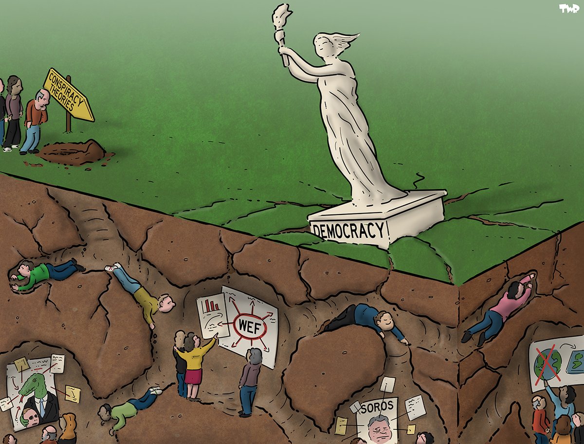 Royaards's tweet photo. If you haven’t done so already, check out the latest newsletter of Democratic Literacy and Humour (DELIAH). The project has been going for 14 months, and research is well underway: https://t.co/Cmc12SDAlA

Cartoon by yours truly, from 2023. https://t.co/Gt7rBRxOt3