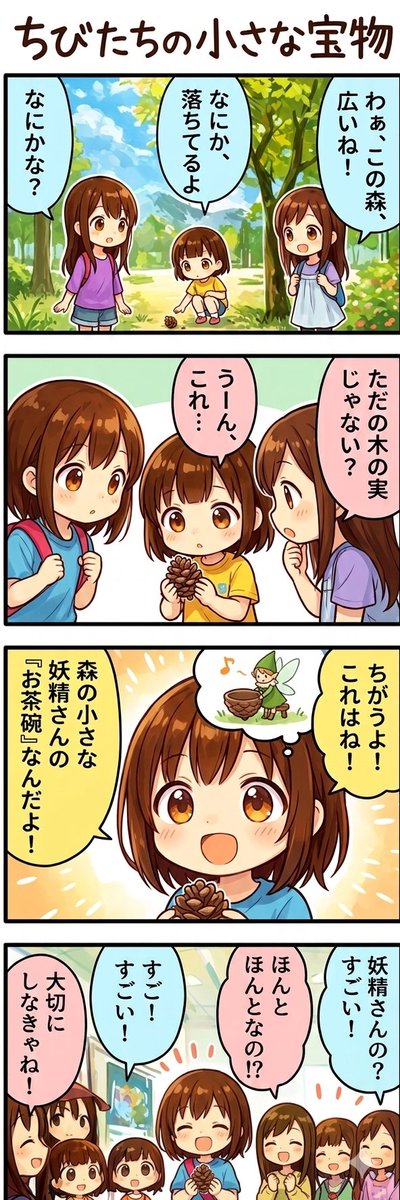 今日の4コマ:ちびたちの小さな宝物
#漫画が読めるハッシュタグ 