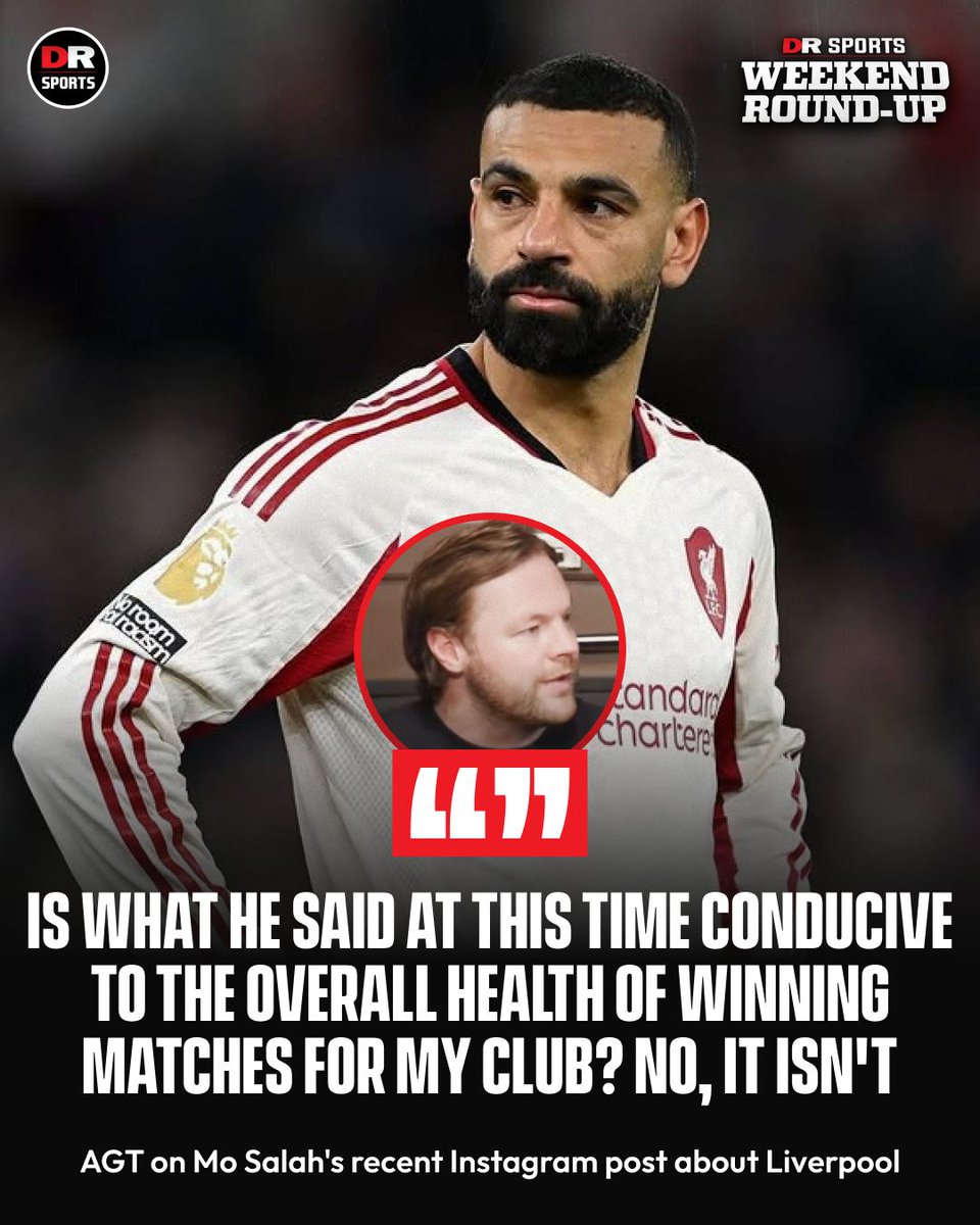 drsportsmedia's tweet photo. Salah's speech does not help Liverpool any bit at the moment ๐
#WeekendRoundUp #Liverpool #Salah https://t.co/92qfaeGhdM
