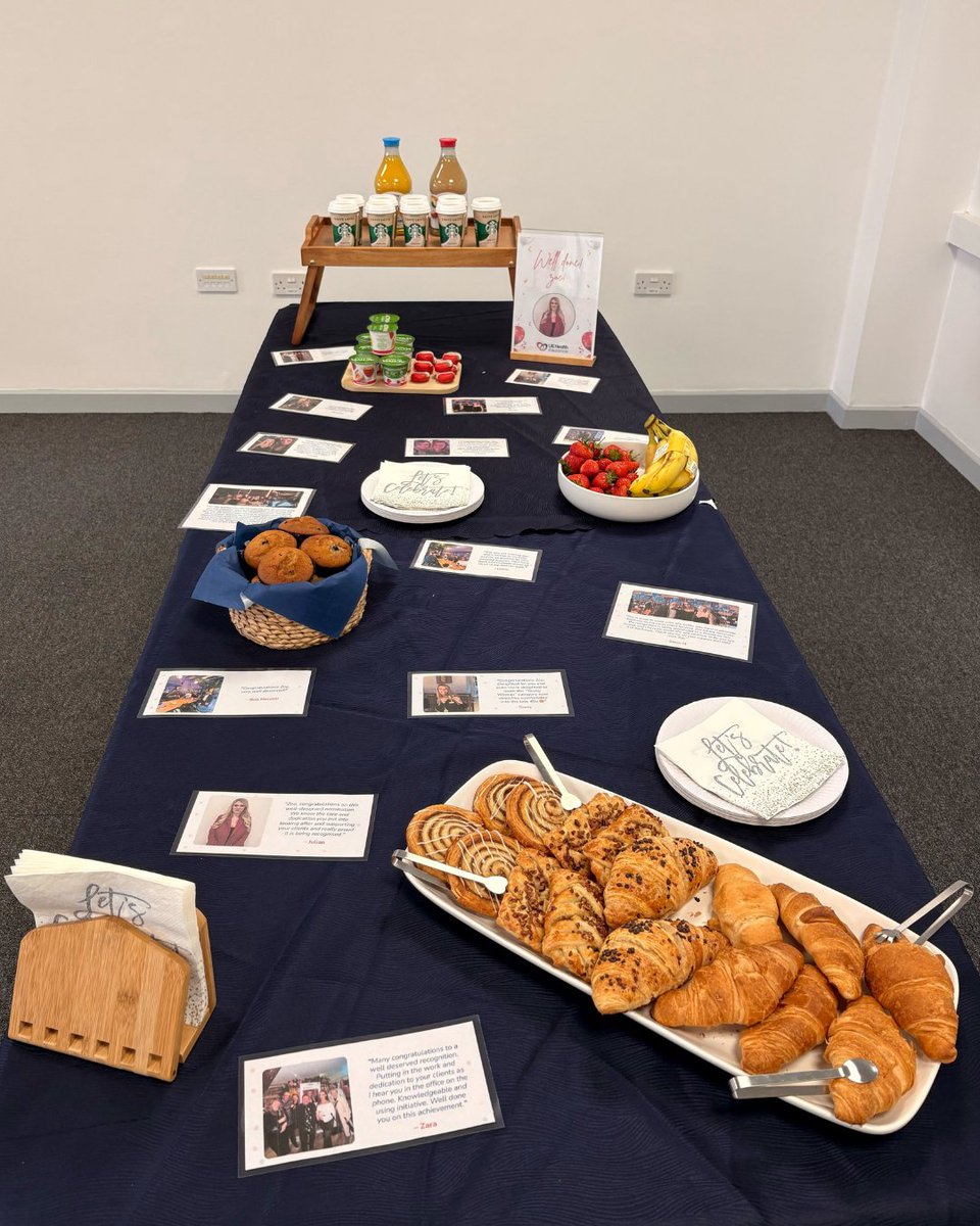 UKHealthInsure's tweet photo. We celebrated Zoe Gorman with a breakfast after she was named a finalist for Adviser of the Year at the @Cover_Mag Women in Protection and Health Awards. ✨

Colleagues also shared messages recognising the care Zoe brings to clients and the team. 💙

#WomenInHealthandProtection https://t.co/cyUCGGzx2B