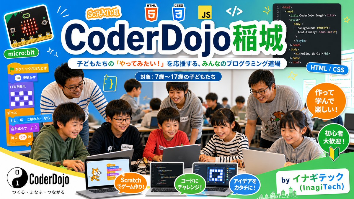 tsubasatwi's tweet photo. 【5/24(日) 開催】CoderDojo稲城 第97回です。
最近はIoT人気もあって、micro:bitで遊ぶニンジャが増えてきました💡
LED光らせたり、
センサーで動くゲーム作ったり、可能性は無限大!
📍稲城市立iプラザ
🕐13:00〜15:00
💰無料・7〜17歳・あと17名
#CoderDojo #micro_bit #稲城 #Codex #Scratch