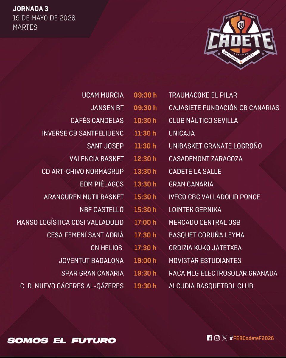 bccantera's tweet photo. CAMPIONATO DE ESPAÑA CADETE FEMININO

Derradeiro encontro da fase de grupos para as nosas rapazas do “Básquet Coruña Leyma U16”. 

Esta tarde, no pavillón de bahía Sur, medímonos a Femini Sant Adria, por un posto nos oitavos de final. 

Sorte rapazas!! 🧡🧡 https://t.co/HvjAmKXx10