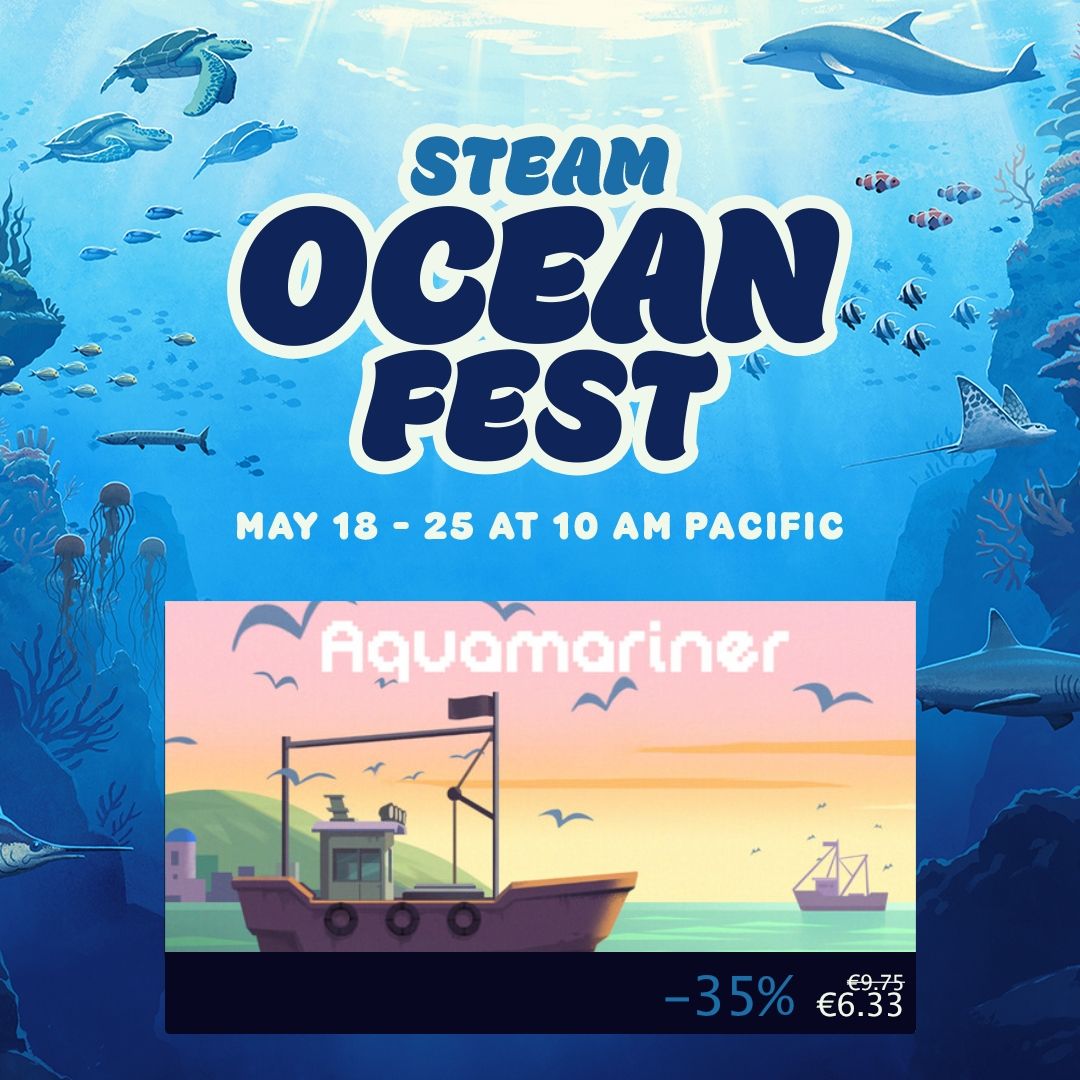 AquamarinerGame's tweet photo. Hey #TrailerTuesday, we're out and on sale for the Steam Ocean Fest all week! ⛵ 

Please come check us out and sharing this week is so appreciated ♥️ 🐠 

https://t.co/qgoNLhENbo https://t.co/wZY1L1ui6E