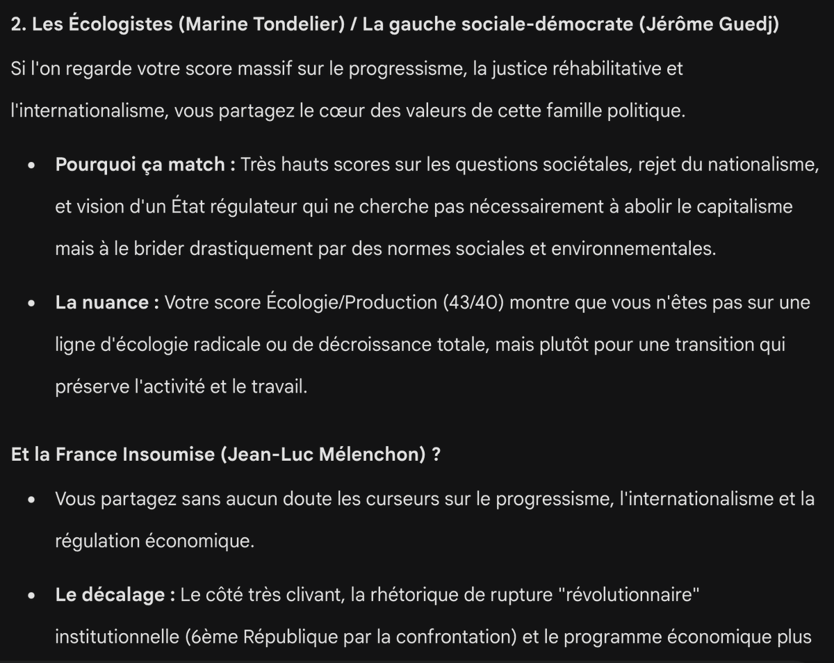 Rouk_Tv's tweet photo. Ensuite utilisez l'IA de votre choix (Gemini, ChatGPT, Mistral...) et collez y un screen de votre résultat. Ajoutez l'image et ce prompt : "Parmi les candidats annoncés à la présidentielle 2027 lequel (ou quel parti) semble être le plus proche de mes idées ?" https://t.co/YSSQYoSk3i