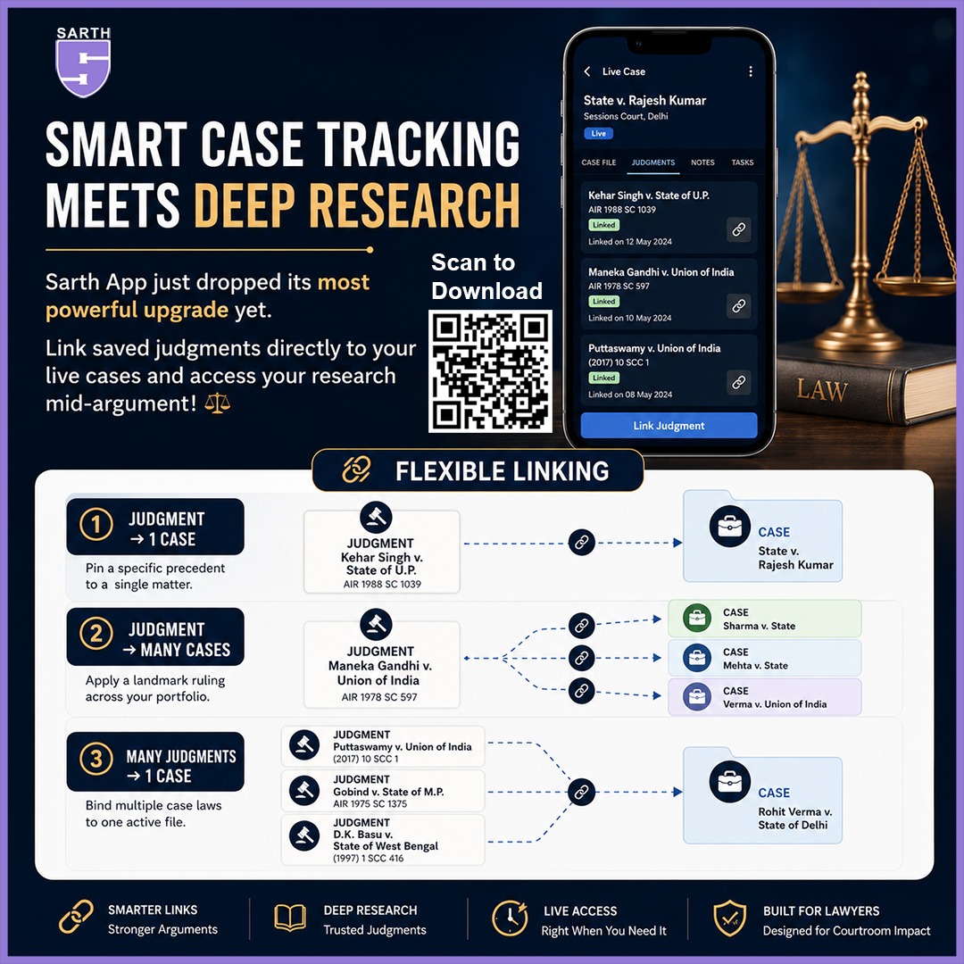 Sarth_Legal_App's tweet photo. ⚖️ Research smarter. Track better. Argue stronger.

Link judgments directly to live cases and transform how you prepare with SARTH.

💼 Install SARTH App👇

Android App - https://t.co/KGfwNmTZT0
iOS App - https://t.co/v0M1Z1n3zX

#SARTH #LegalTech #CaseTracking #LegalResearch https://t.co/sV0ZjLLNy3