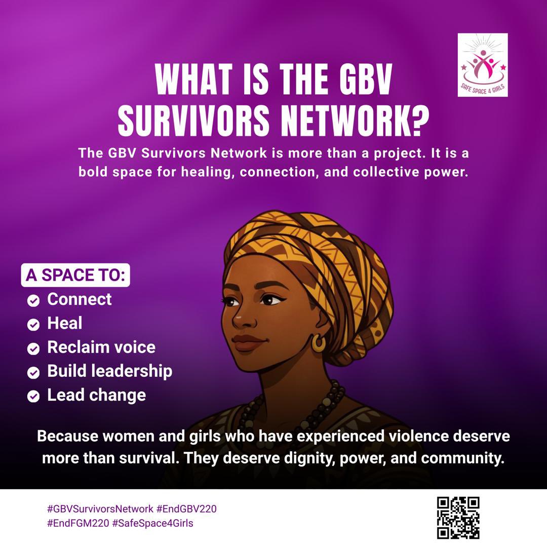 SS4Girls's tweet photo. Our GBV Survivors Network is here ✨

A survivor-led space for healing, truth-telling, &amp; community. 
More than statistics survivors can shape policies, challenge harmful systems &amp; lead conversations on GBV and FGM.

#EndGBV220 #EndFGM220 https://t.co/X3hG7fNArY