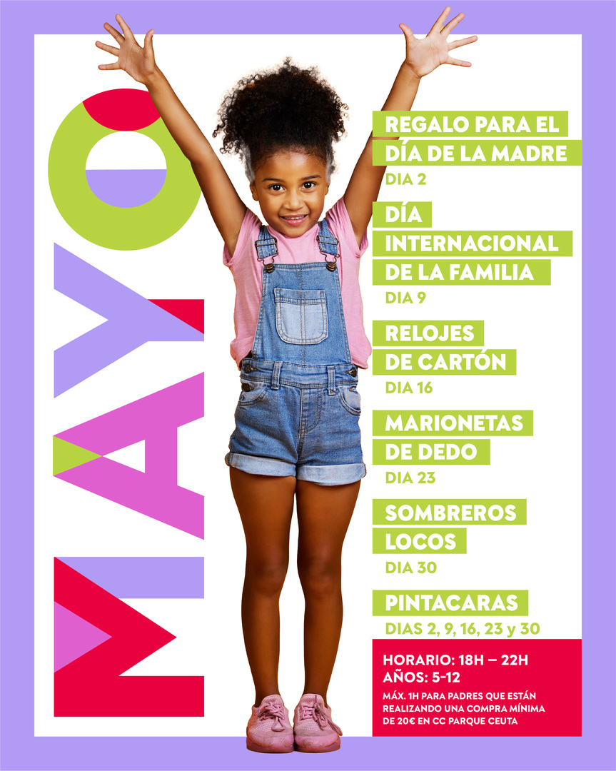 ccparqueceuta's tweet photo. Mayo llega con las manos llenas de color, juegos y mucha diversión 🎨👧🧒
Mira el calendario de los talleres infantiles y trae a los peques al Parque Ceuta.

#ParqueCeuta #TalleresInfantiles https://t.co/YpDXcuYDjx