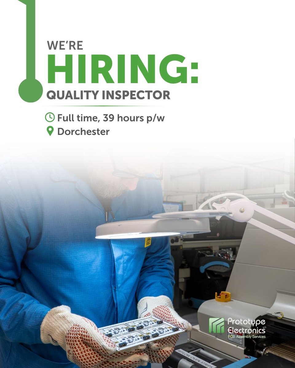 PrototypeElect's tweet photo. We’re #hiring a #𝗤𝘂𝗮𝗹𝗶𝘁𝘆𝗜𝗻𝘀𝗽𝗲𝗰𝘁𝗼𝗿 in #Dorchester. 👌

✔️ IPC-A-610 Class 2 &amp; 3 inspection
✔️ AOI inspection
✔️ AOI programming from engineering data

⭐ 4-day working week
⭐ 150% overtime or TOIL
⭐ Christmas bonus

Apply online: https://t.co/ScxDqw9kZF https://t.co/BssMDOk0E6