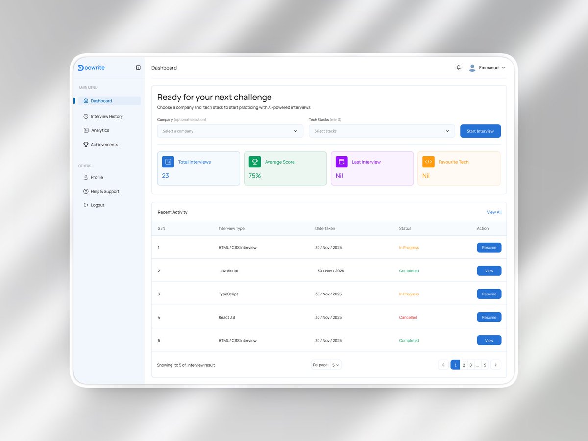 Docwriteio's tweet photo. Company-specific interview questions are now on Docwrite. 
Google. Meta. Amazon. Microsoft. Apple. And more.

Not generic prompts actual question styles, follow-ups, and the depth each company pushes for.

Gap between "I studied" and "I was ready." → https://t.co/ceJRB2ofvV https://t.co/qF8Zqx9Cai
