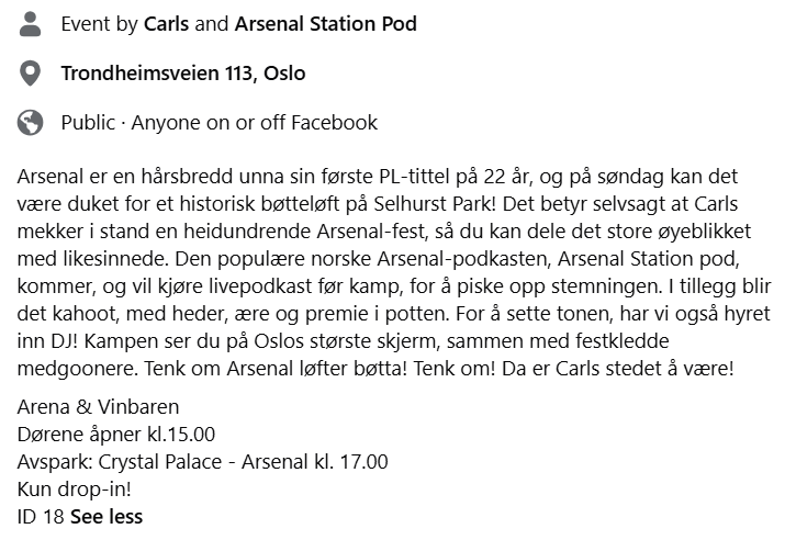 PodArsenal's tweet photo. 🥳𝐀𝐑𝐒𝐄𝐍𝐀𝐋-𝐅𝐄𝐒𝐓 𝐏Å 𝐂𝐀𝐑𝐋𝐒 𝐒Ø𝐍𝐃𝐀𝐆 𝟐𝟒.𝟎𝟓!🥳

Førstkommende søndag kan bli den største Arsenal-dagen på evigheter! Vi kjører livepodkast på Carls før kampen, hvor det også vil være DJ, quiz, med mer! Mer info her! 👇 https://t.co/ifBZfWKBJi