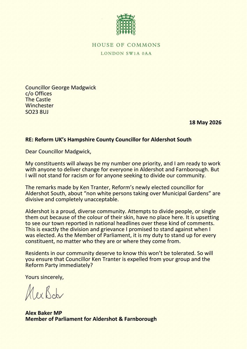 Alex Baker MP tweet media