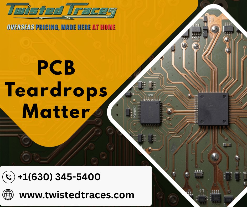 twistedtraces's tweet photo. Why PCB Teardrops Matter
Teardrops strengthen trace-to-pad and via connections, helping improve stress distribution, drill tolerance, solder reliability, and signal integrity in PCB designs.
Read more: https://t.co/PvAc12K0Iv
#PCB #PCBDesign #Electronics #Engineering #PCBA https://t.co/rGMMOfAlBt