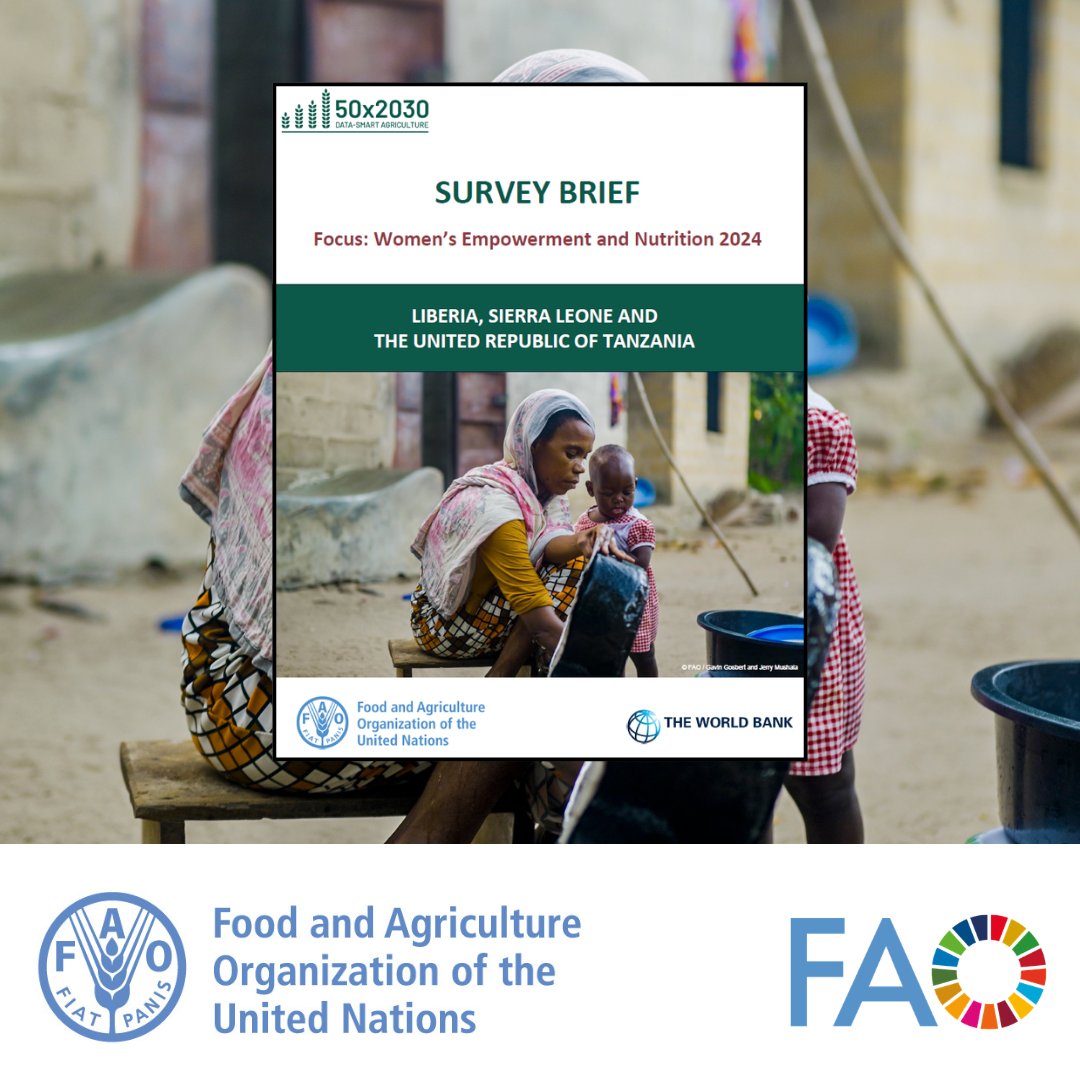 FAOstatistics's tweet photo. 📢 Just released: Brief from @FAOStatistics &amp; @WorldBank under @50x2030 highlights 🗝️ indicators on women’s empowerment &amp; dietary diversity in agricultural households in 🇱🇷🇸🇱 🇹🇿- turning data into evidence to guide more inclusive agricultural policies

https://t.co/c6hyD3JDwY https://t.co/hgFo5NV7on
