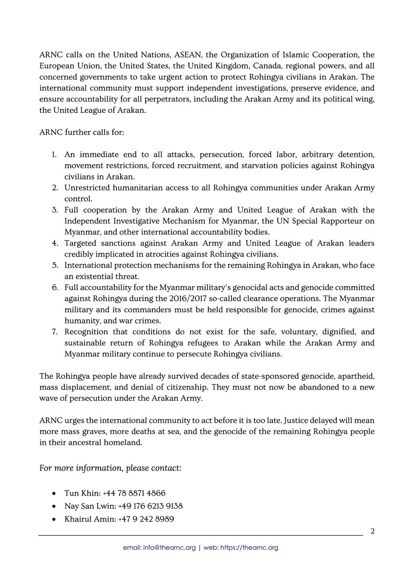 Arakan Rohingya National Council (ARNC) tweet media