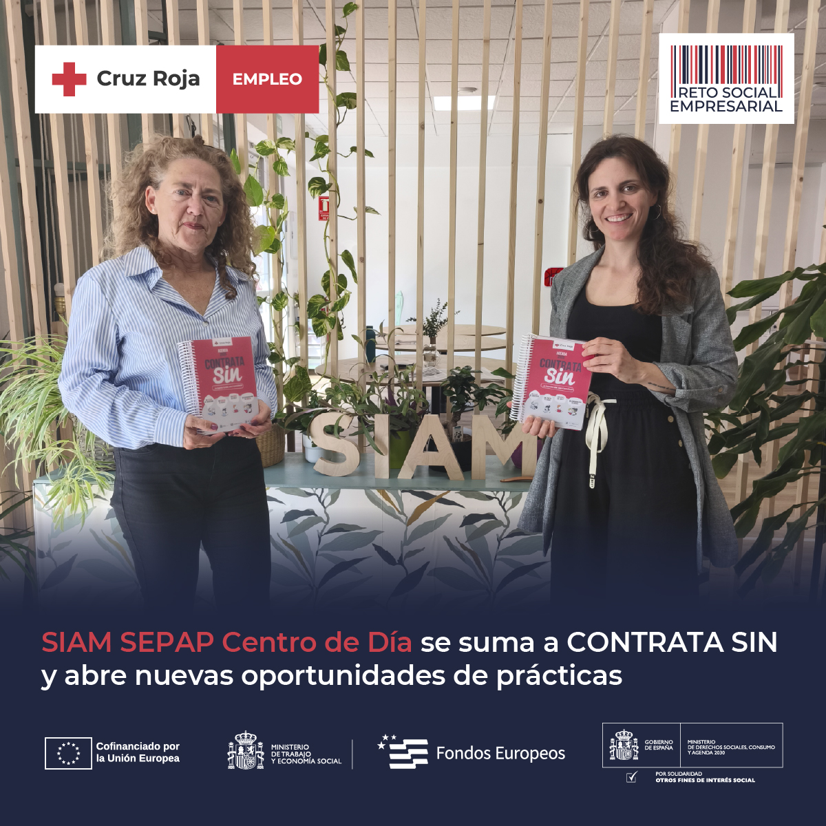 CruzRojaRMurcia's tweet photo. Visitamos SIAM SEPAP Centro de Día para compartir la campaña #CONTRATASIN e iniciar una nueva colaboración con su directora, Irene Robles El centro comenzará a acoger personas participantes en prácticas del ámbito sociosanitario #PlanEmpleoCruzRoja #FSEPlus #RetoSocialEmpresarial https://t.co/Wu8qhv3UHj