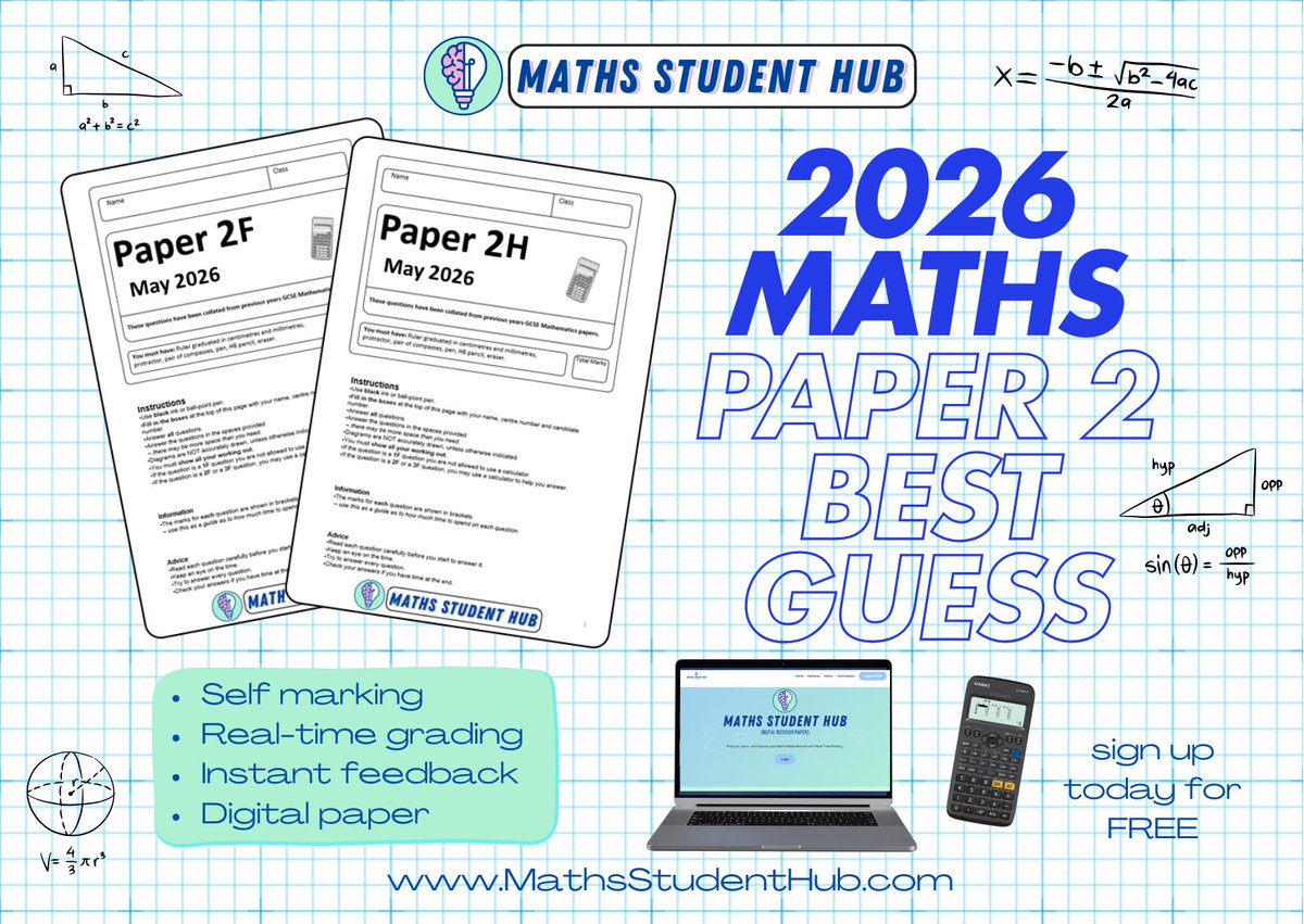 MathsStudentHub's tweet photo. My best guess papers are now Live and ready to use 👩🏼‍🎓💻📈

https://t.co/hhdAp1kN3s https://t.co/6NNLr5MUg4
