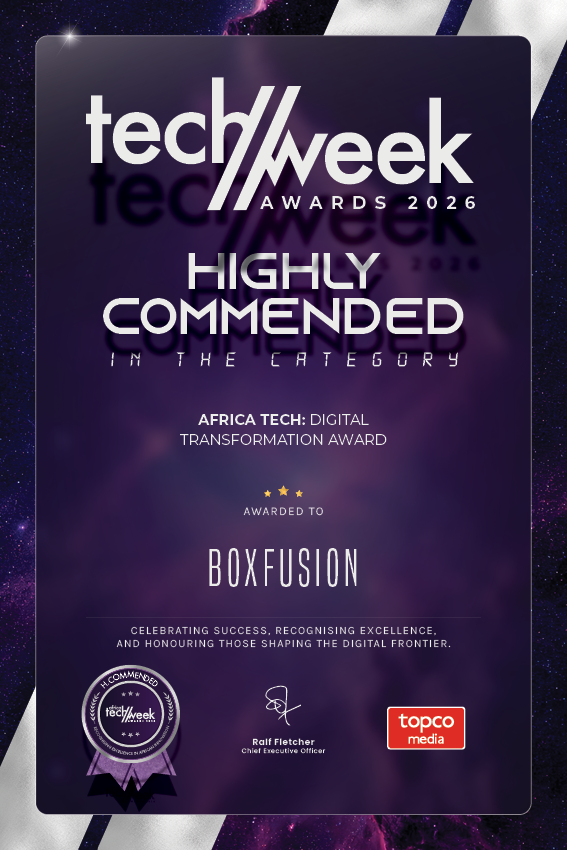 boxfusion_sa's tweet photo. Boxfusion is proud to be Highly Commended in the Digital Transformation Award at Africa Tech Week 2026! 🎉

This recognition reflects our commitment to innovative solutions that enhance public sector operations and citizen engagement, like Smartfusion CRM.

Thank you to our clients, partners, and team for your dedication. 

Congrats to all finalists and winners shaping Africa’s tech future!

#AfricaTechWeek #DigitalTransformation
