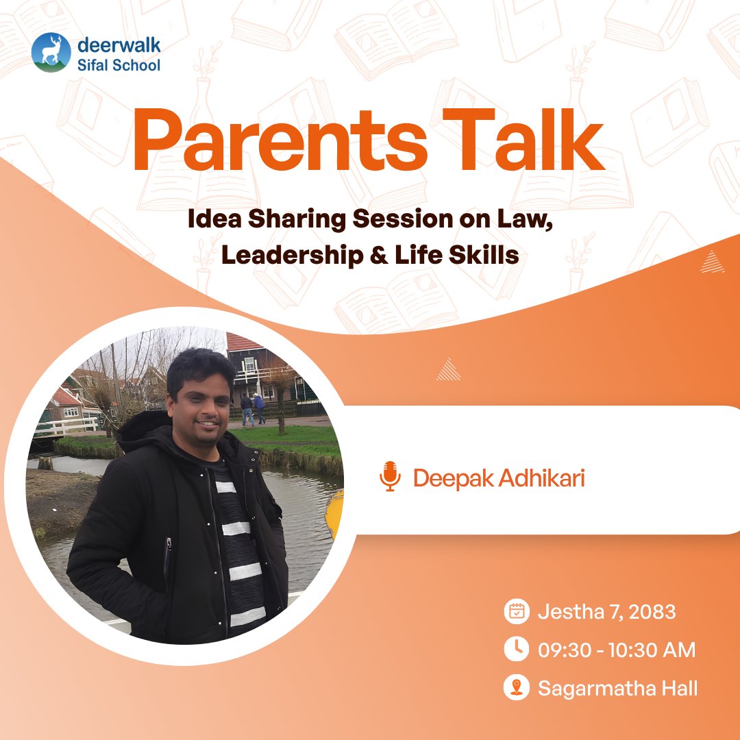 DWSifalSchool's tweet photo. 𝗚𝗲𝘁 𝗥𝗲𝗮𝗱𝘆 𝗳𝗼𝗿 𝗣𝗮𝗿𝗲𝗻𝘁𝘀 𝗧𝗮𝗹𝗸! 

#deerwalksifalschool #law #lifeskills #leadership #ReadWriteCode https://t.co/uGXHHP7YQR