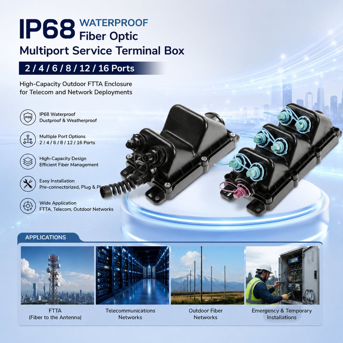 Crystal970225's tweet photo. IP68 Waterproof Fiber Optic Multiport Service Terminal Box 

🌐 https://t.co/BHyRNoIbrT

#FiberOptic #ServiceTerminalBox #IP68 #WaterproofFiber #FTTH #FTTx #OutdoorFiber #Telecom #OpticalFiber #FiberNetwork #FiberCable #FiberDistribution #NetworkInfrastructure #FiberInstallation https://t.co/3iCM4TJjWM