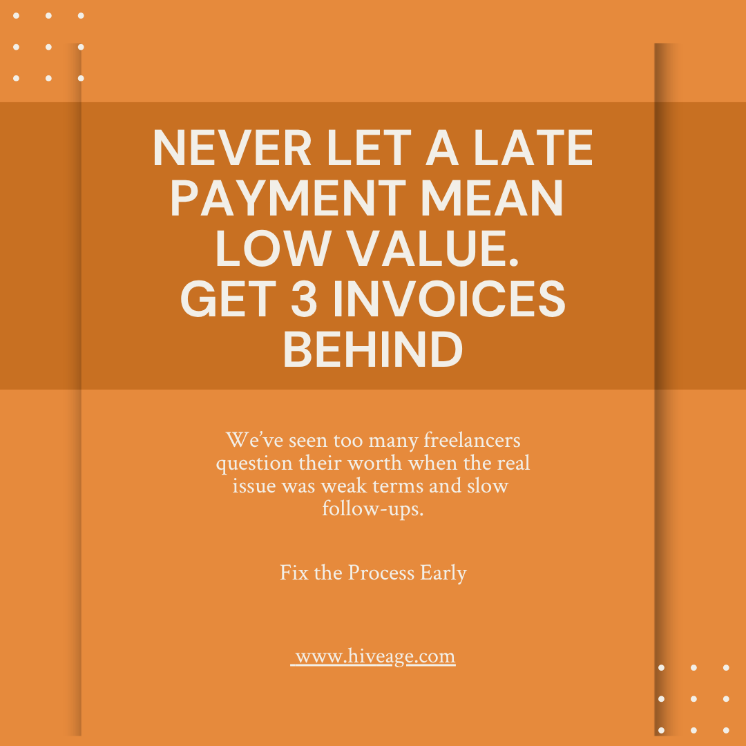 hiveage's tweet photo. We’ve seen this too often. A client pays late and the freelancer starts doubting their rates.
Wrong lesson.

Late payment usually says more about the process than your value. Clear terms, faster reminders, and tighter follow-ups make a huge difference. https://t.co/ILiD5OFpue

#freelancing #invoicing #cashflow #smallbusiness #hiveage