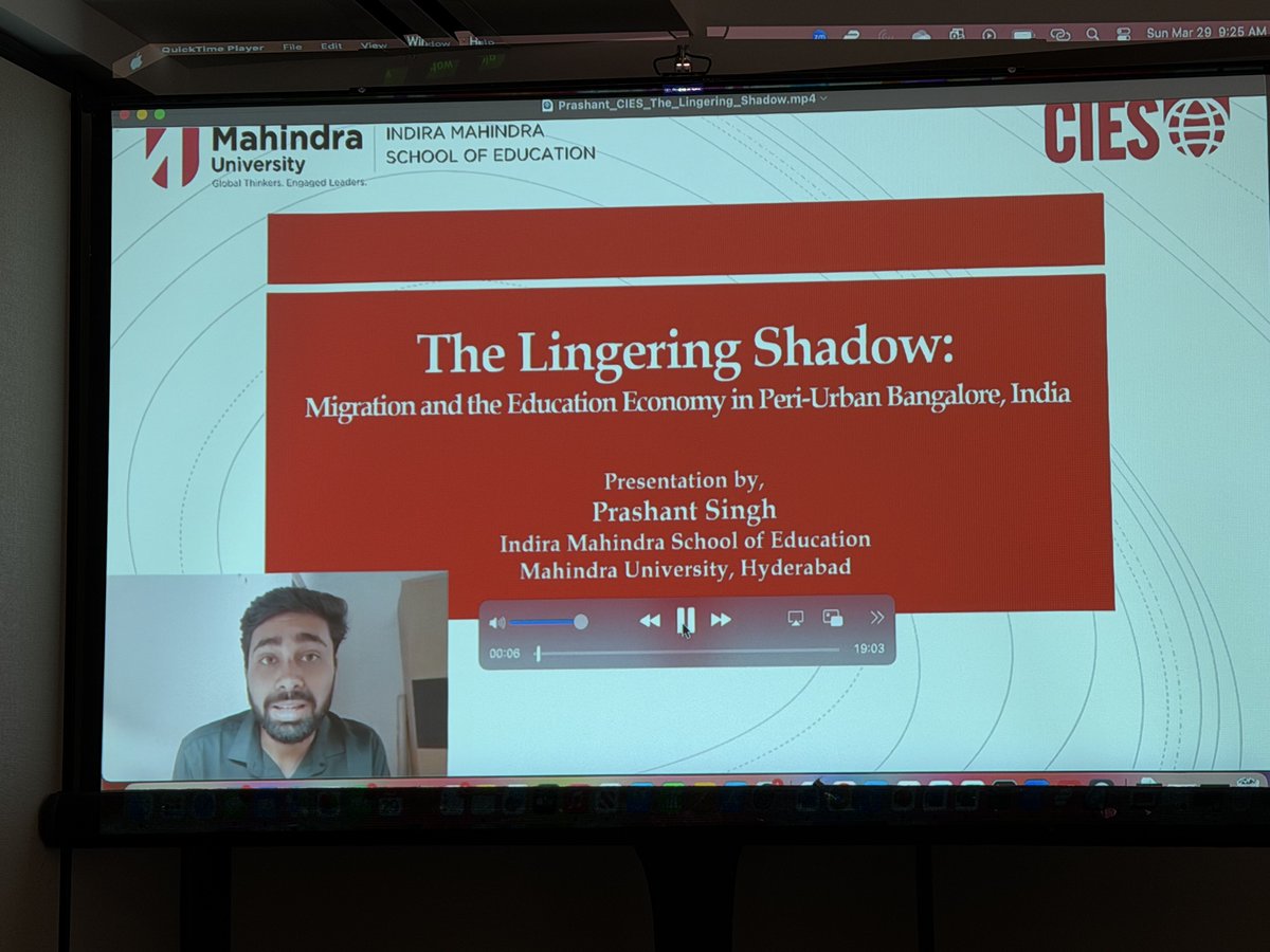 IMSE_MU's tweet photo. Student Achievement | IMSE

Prashant Singh (M.A. Education, IMSE) presented at #CIES2026 on migration &amp; shadow education in Bengaluru, with support from ISEC Bengaluru.

He also won the Best Presentation Award at GACE Hyderabad for his paper on NEP 2020 reforms.

#IMSE #Education https://t.co/ErCF06FvTW