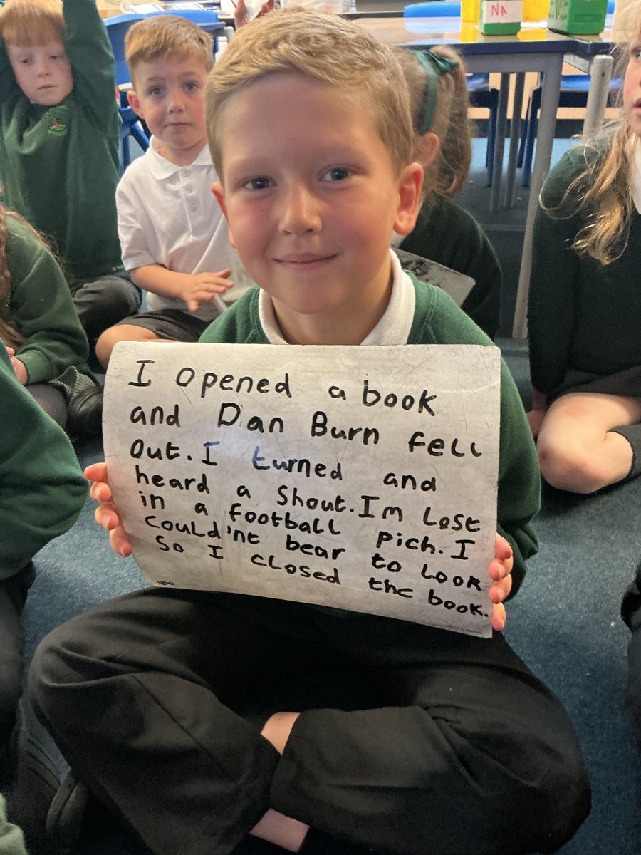 NewDelPrimary's tweet photo. Year 2 have begun looking at poetry this week. We started off by looking at @MichaelRosenYes poetry workshop of ‘The book’ and came up with our own crazy ideas 📚⭐️ https://t.co/4F22xzXMmn