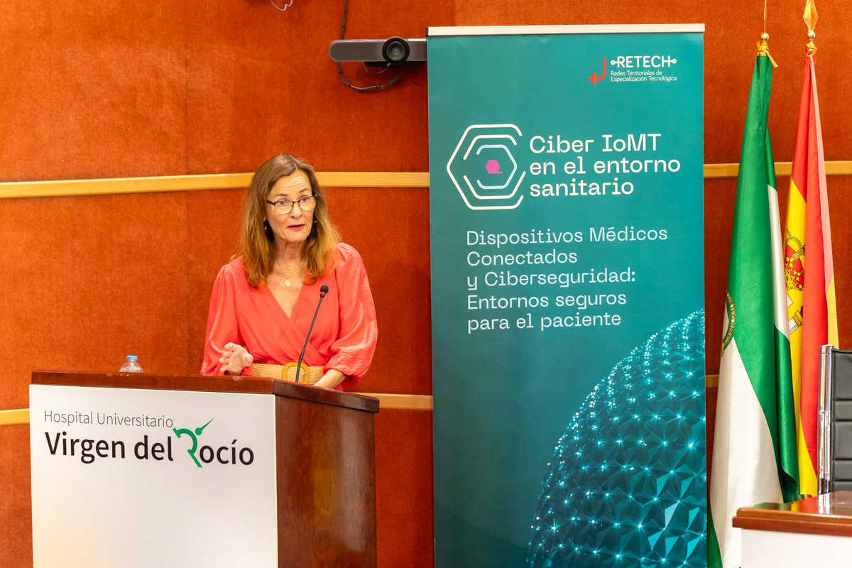 CentroCiberAND's tweet photo. 🎙️Miryam Jiménez, subdirectora de ciberseguridad de @sandetel, conduce la jornada.
"El sanitario es uno de los sectores más atacados"
Este ciclo está enmarcado en #RedArgos, proyecto conjunto de Andalucía, Castilla y León y País Vasco en #RETECHCiber con #NextGenerationEU INCIBE. https://t.co/TSgqyiZtGf