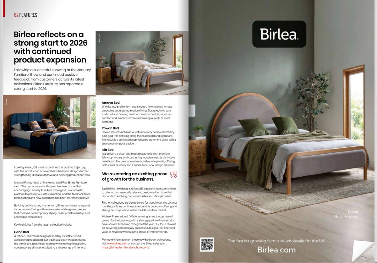 Birlea_Ltd's tweet photo. In the latest issue of @BigFurnitureGrp  magazine, we reflect on a strong start to 2026 with continued product expansion ✨

We’d also really appreciate it if you could vote for us in The Big Furniture Group ‘The Biggies’ Awards: https://t.co/AD4lX9ZVh8 

#BirleaFurniture https://t.co/aRmdADbCq7
