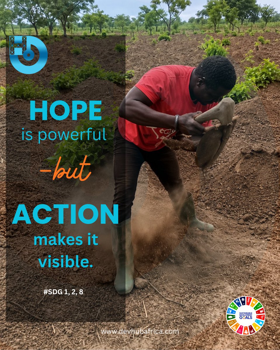 DevhubAfricalbg's tweet photo. “Hope is powerful — but action makes it visible.”

Across communities, real change begins when people move beyond ideas and take practical steps to create a better future. Every seed planted, every field cultivated, and every effort invested today is a step toward ending hunger, reducing poverty, and building stronger livelihoods for tomorrow.

At Devhub Africa, we believe that sustainable development is not only about vision — it is about empowering communities to turn that vision into action.

#DevhubAfrica #ZeroHunger #NoPoverty #EconomicGrowth #SustainableAgriculture