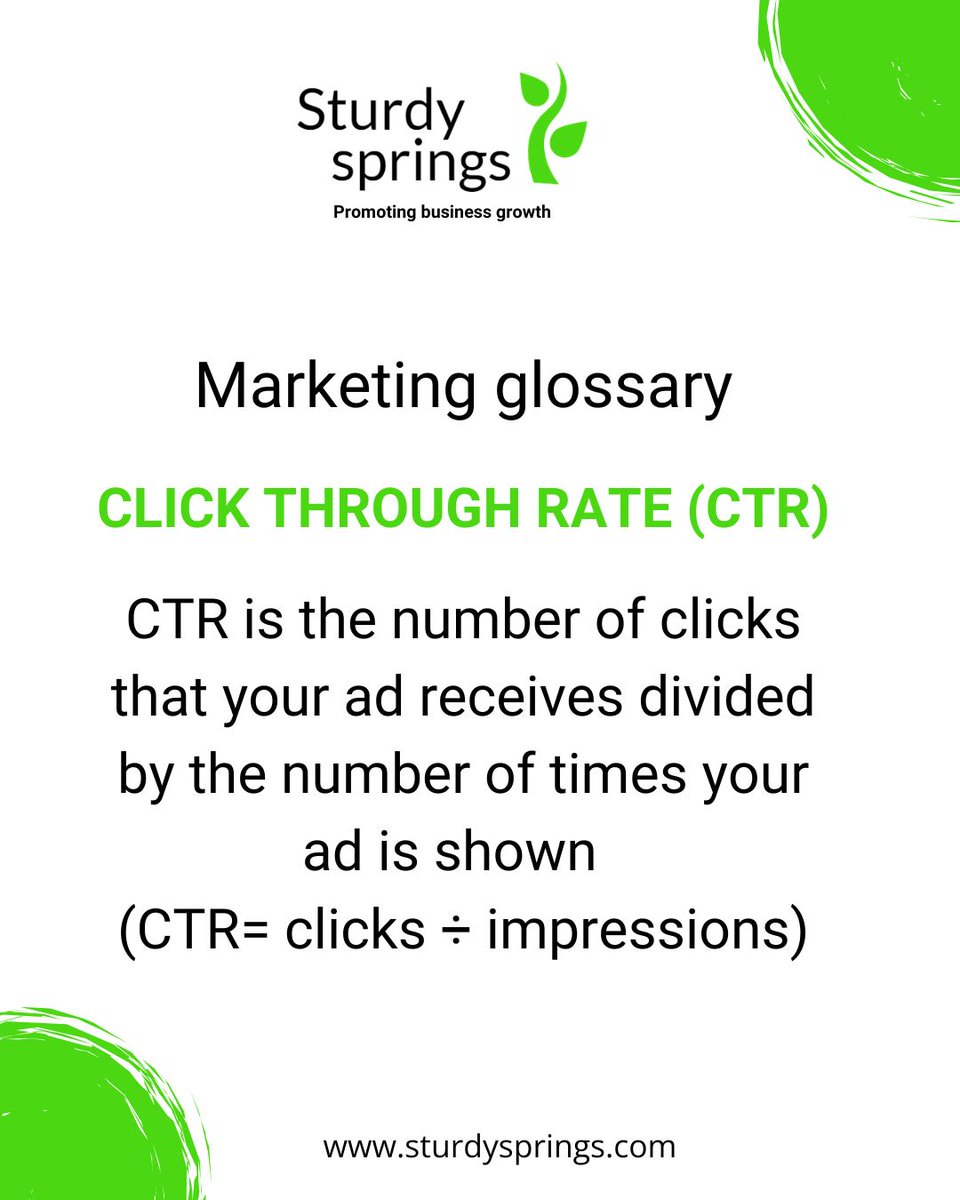 SturdySprings's tweet photo. CTR is the number of clicks that your ad receives divided by the number of times your ad is shown
#sturdysprings #digitalmarketing https://t.co/QJs4sH5xCI
