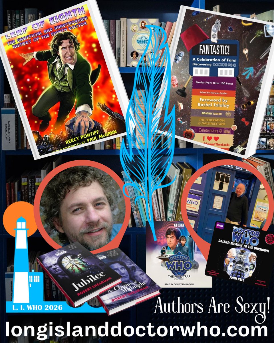LIDoctorWhoCon's tweet photo. "Authors Are Sexy" is back at the Long Island #DoctorWho Convention this August 14-16th!

Writers, editors, publishers of fiction and non-fiction Doctor Who titles.

https://t.co/SCw0KJNiYc

#LIWho #LIWho2026 #DrWho #BigFinish #publiclibraries #SupportindieAuthors https://t.co/IN2m8k1K8m